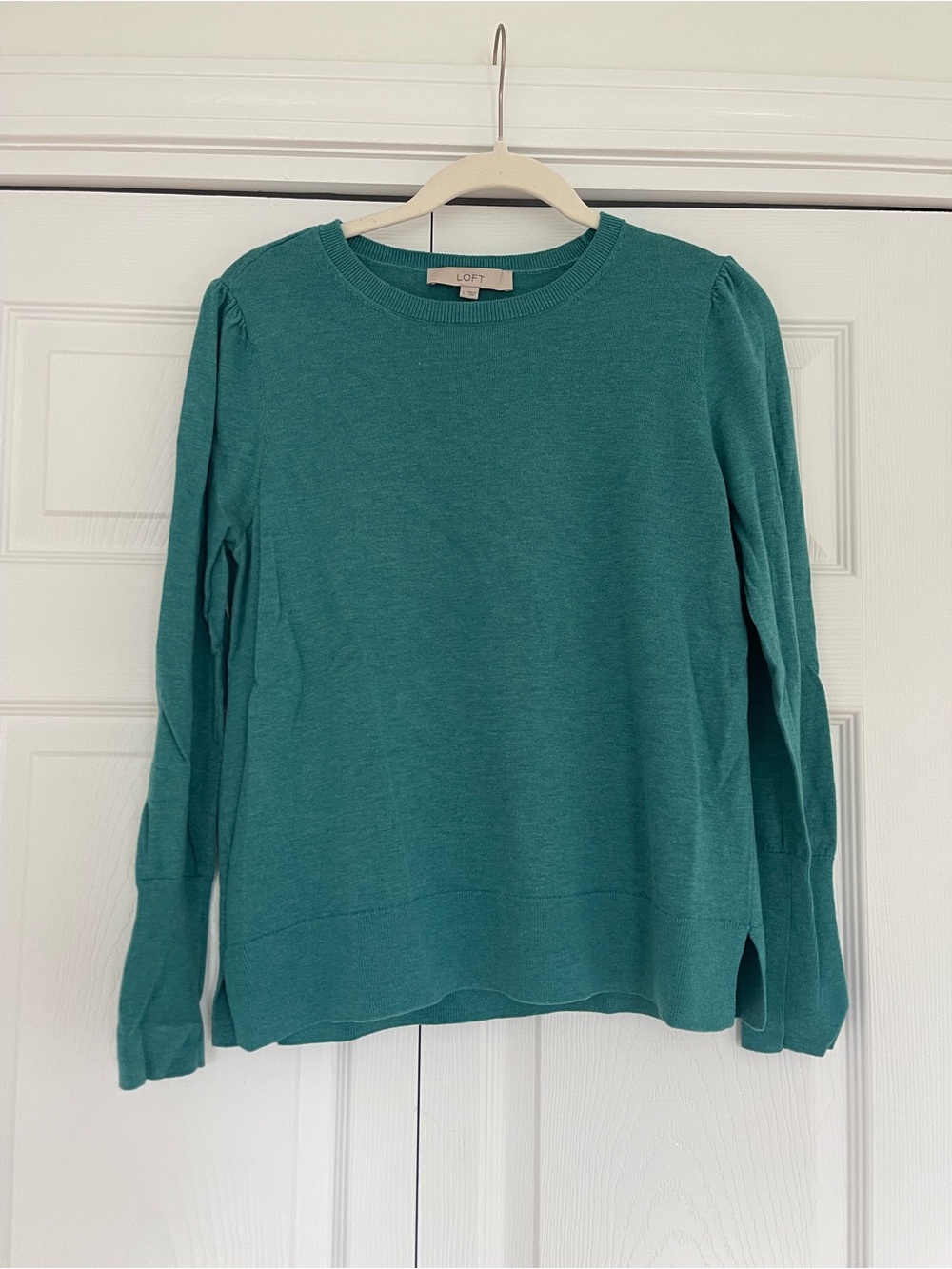 LOFT Teal Crewneck Long-Sleeve Sweater